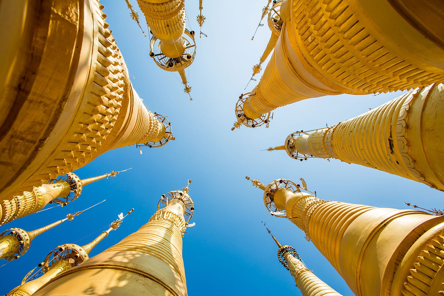 Golden temples of Shwe Indein in Myanmar