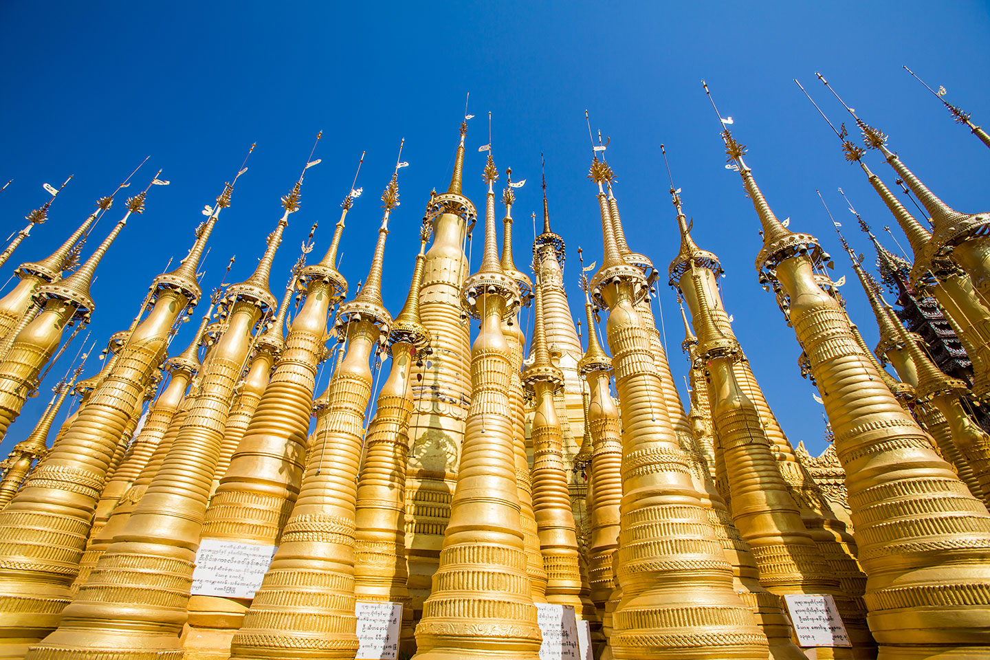 Golden temples of Shwe Indein in Myanmar, Asia