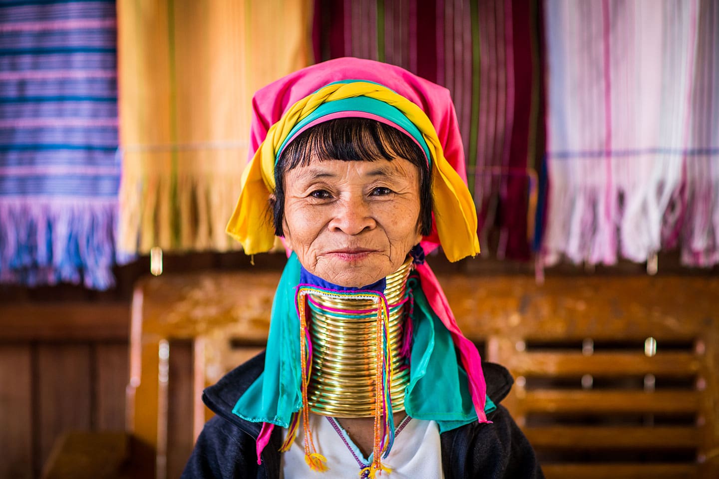 Old Kayan Long Neck Hill tribe woman in Myanmar
