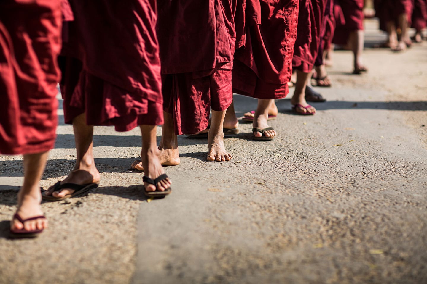 Young monks lined-up in Myanmar