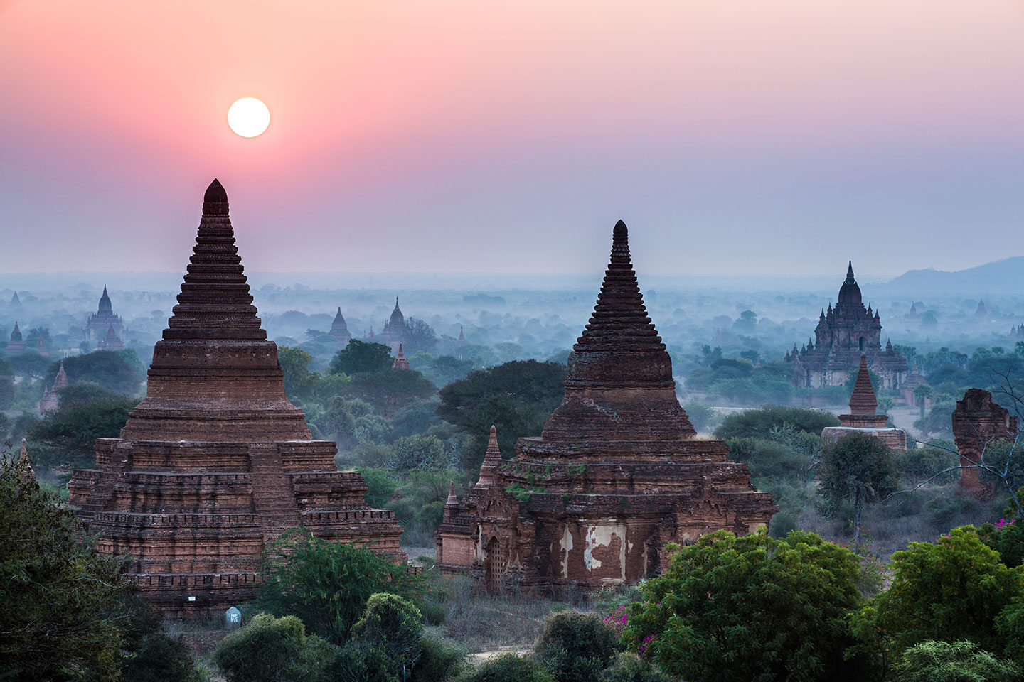Sunrise from a temple of Bagan, Myanmar