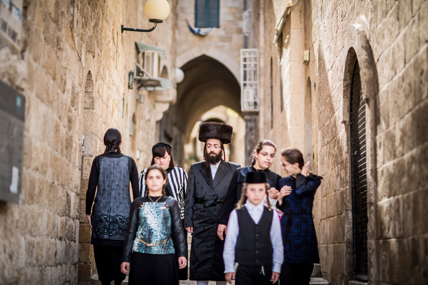 Orthodox family in the streets of Jerusalem, Israel