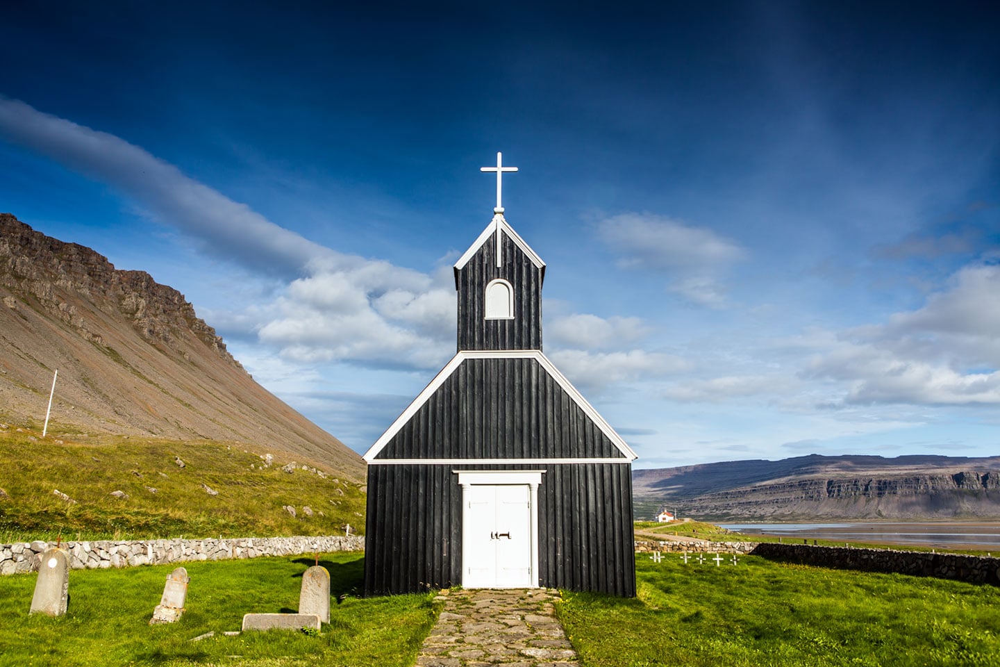 Church on the beach of Raudarsandur in Iceland