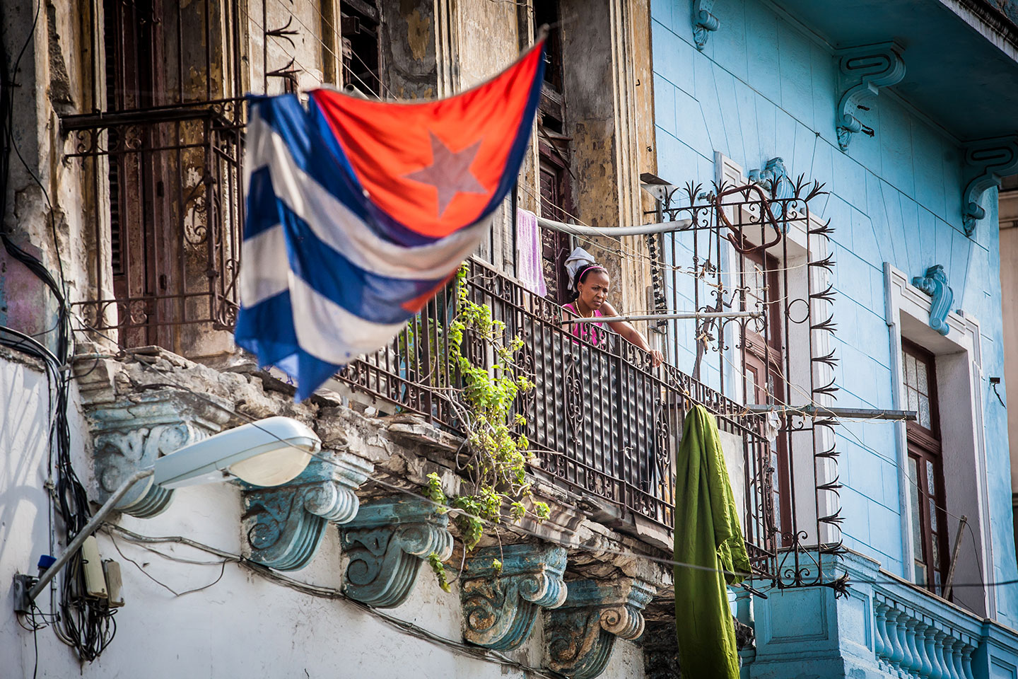 Cuban flag waiving proudly in Havana, Cuba