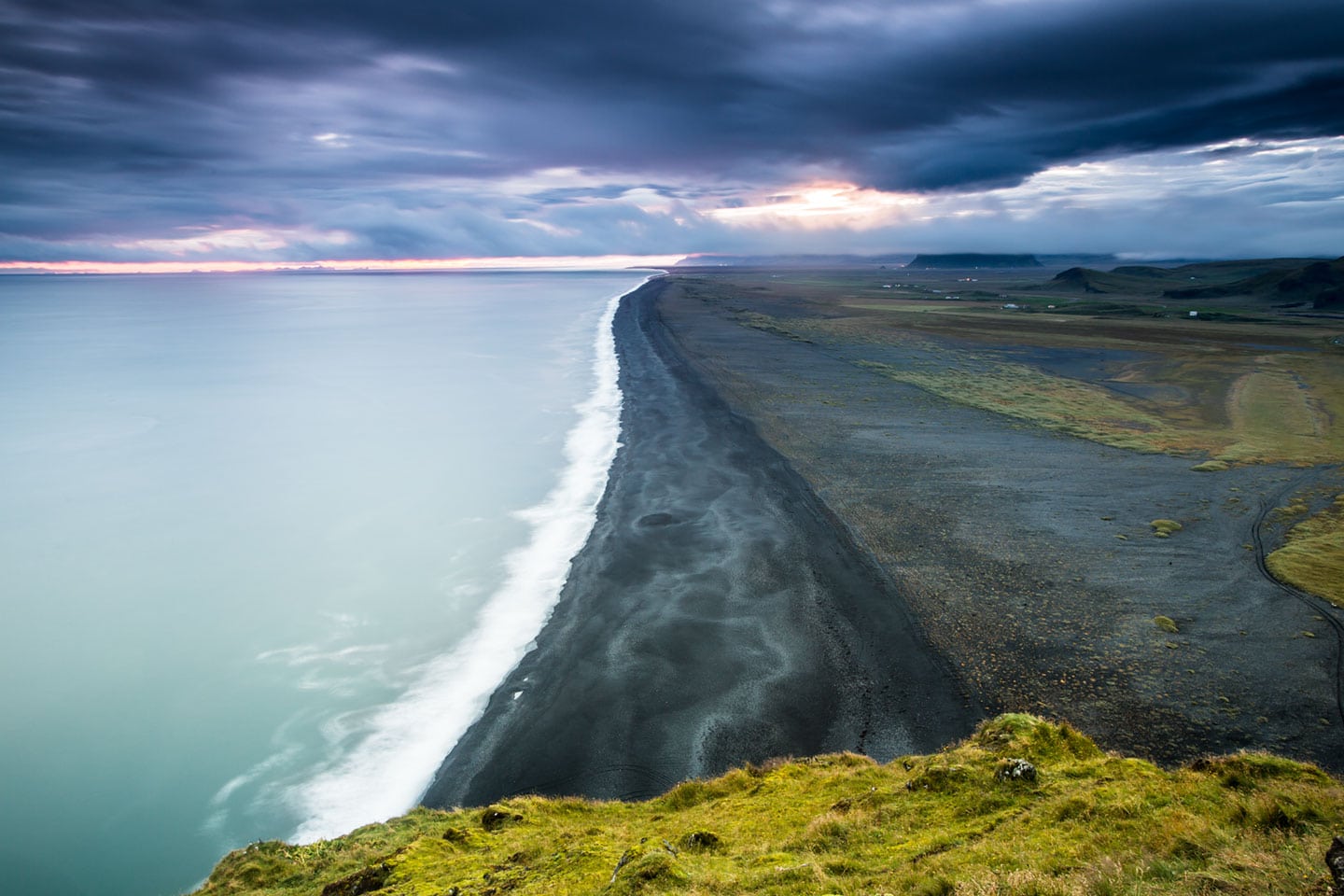 Travel photography of the coast in Iceland, taken from Dyrholaey