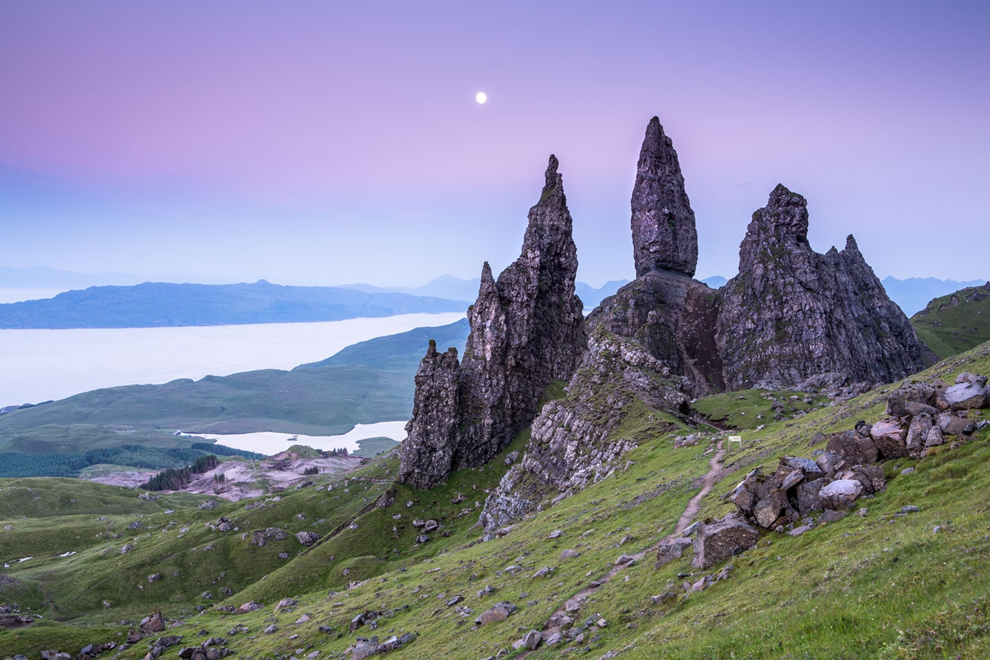 Dawn over the Old man of Storr at the Isle of Skye, Scotland