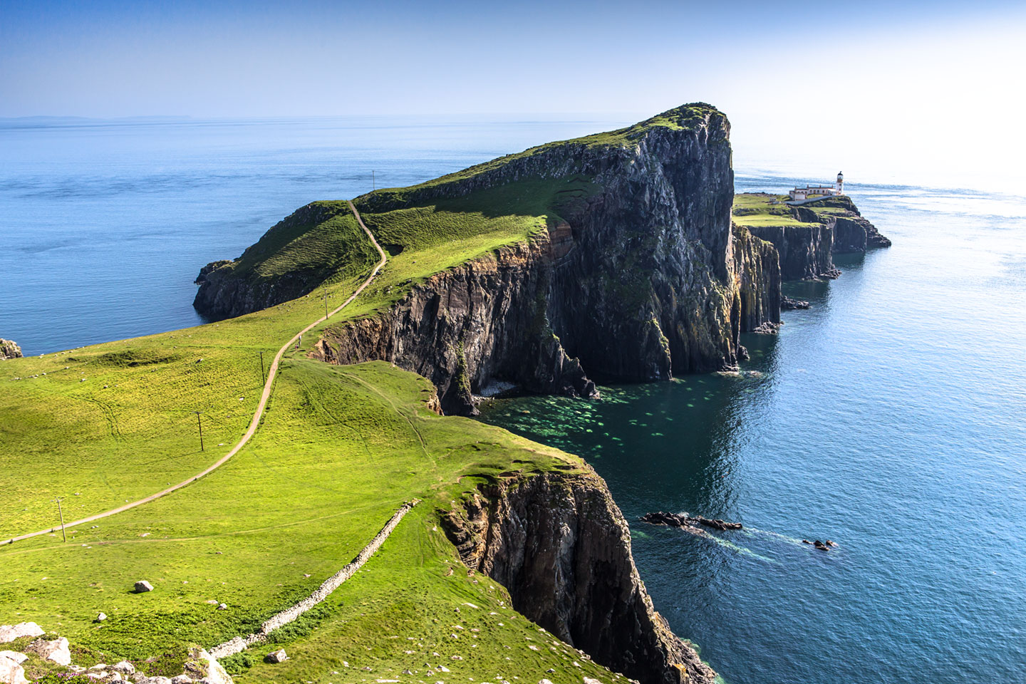 Neist Point and the lighthouse on the Isle of Skye in Scotland