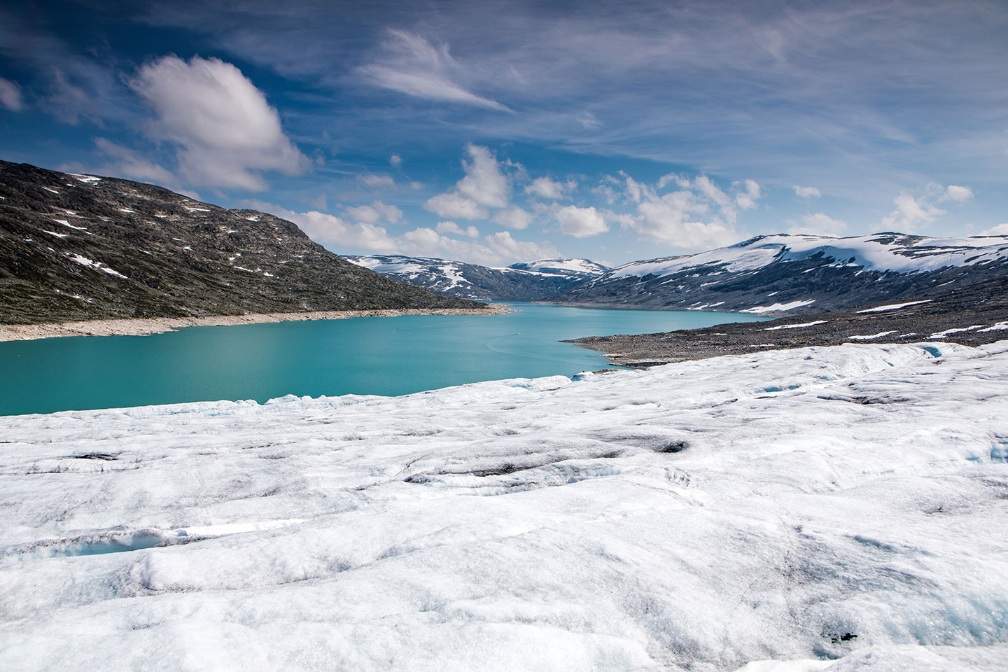 Glacier and ice field of Styggevatnet, Norway