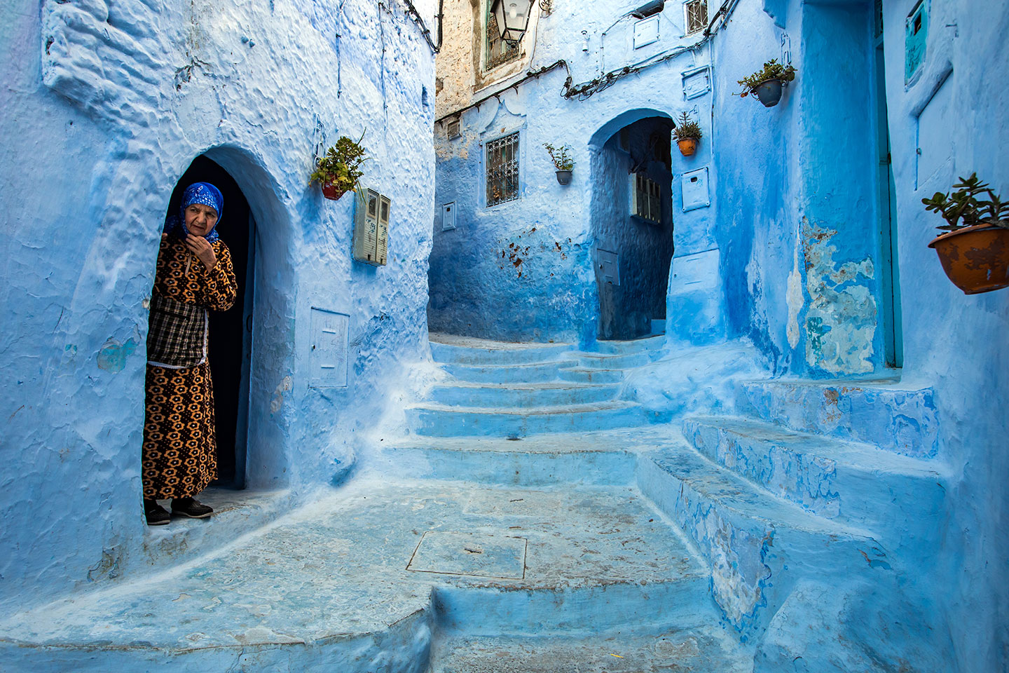 Blue streets of Chefchaouen, the blue village in Northern Morocco