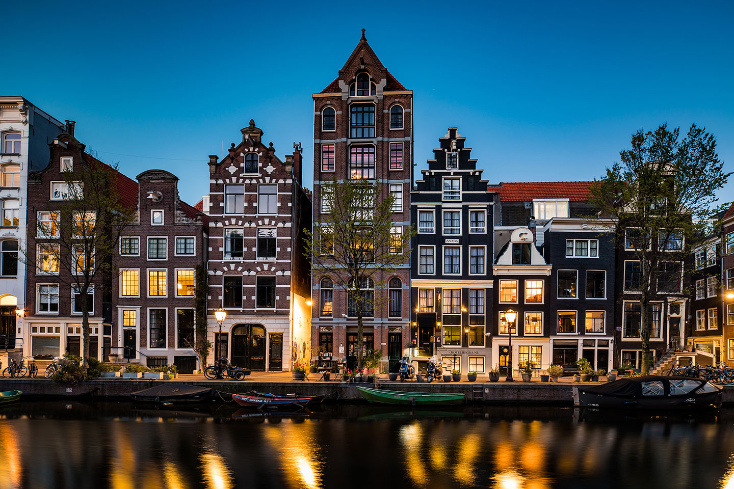 Beautiful Dutch architecture in the streets of Amsterdam, the Netherlands