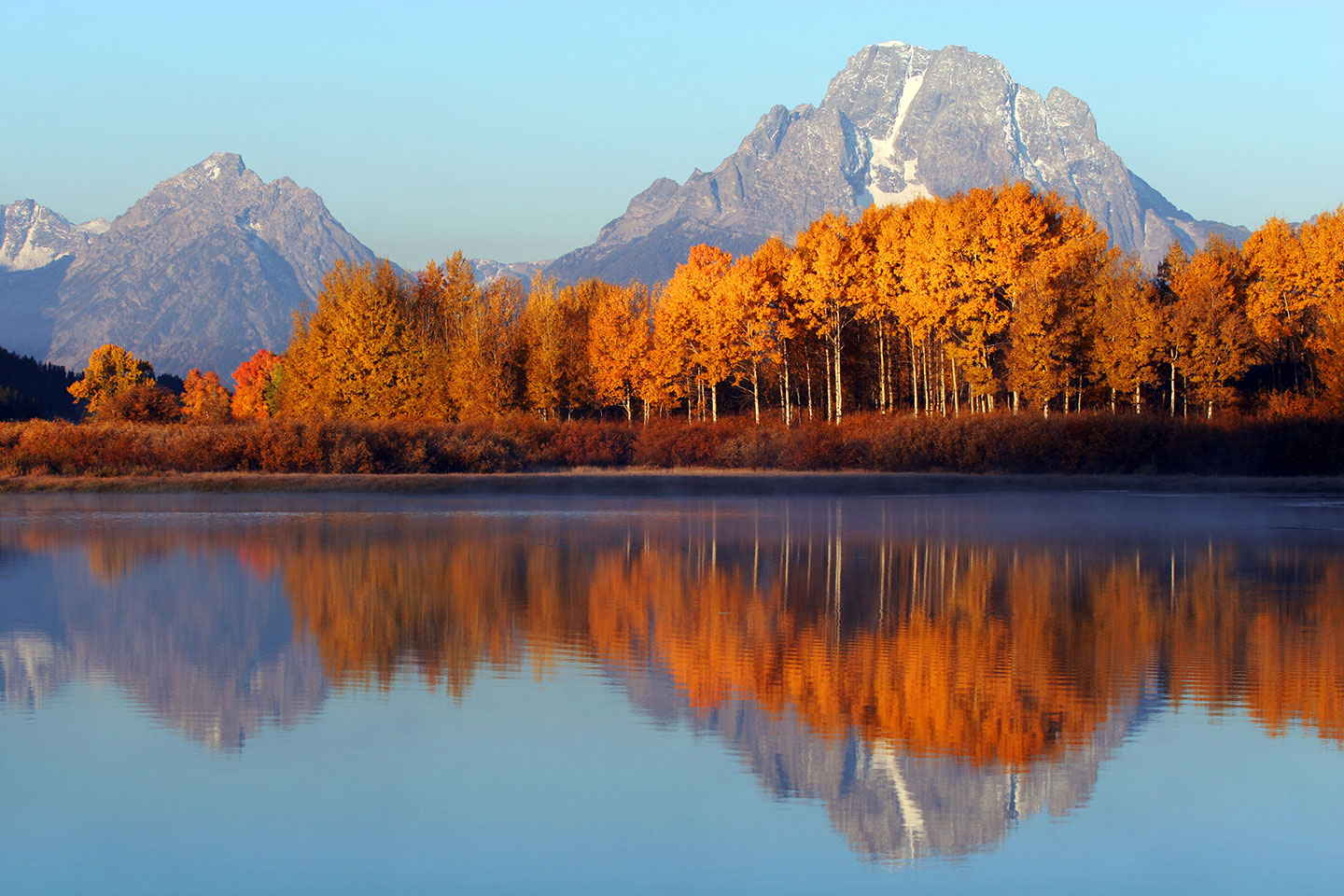 Fall collors of Grand Teton National Park in Wyoming during a travel photography trip in the United States